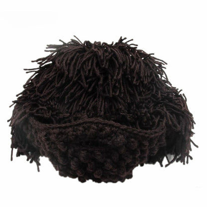 📢📢50 % de réduction !! ⏰ Chapeau Punk avec Perruque et Barbe Tricotée – Style Unique, Prêt à Porter & Accessoire de Déguisement 💥