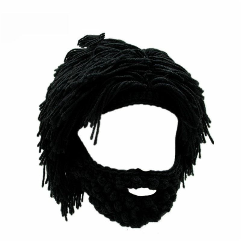 📢📢50 % de réduction !! ⏰ Chapeau Punk avec Perruque et Barbe Tricotée – Style Unique, Prêt à Porter & Accessoire de Déguisement 💥