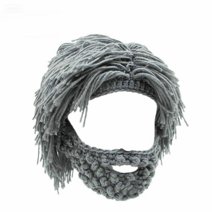 📢📢50 % de réduction !! ⏰ Chapeau Punk avec Perruque et Barbe Tricotée – Style Unique, Prêt à Porter & Accessoire de Déguisement 💥