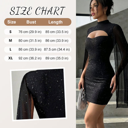 Robe côtelée à découpes pour femme avec cape en mousseline🔥Achetez 2 livraison gratuite