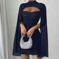 Robe côtelée à découpes pour femme avec cape en mousseline🔥Achetez 2 livraison gratuite
