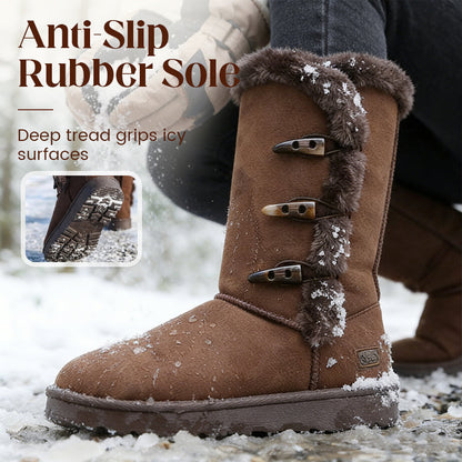 Bottes de neige mi-mollet ultra-chaudes doublées de fausse fourrure pour femmes
