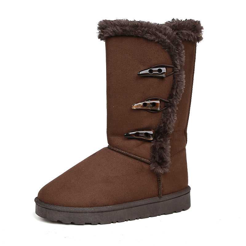 Bottes de neige mi-mollet ultra-chaudes doublées de fausse fourrure pour femmes