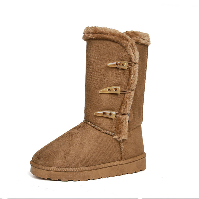 Bottes de neige mi-mollet ultra-chaudes doublées de fausse fourrure pour femmes