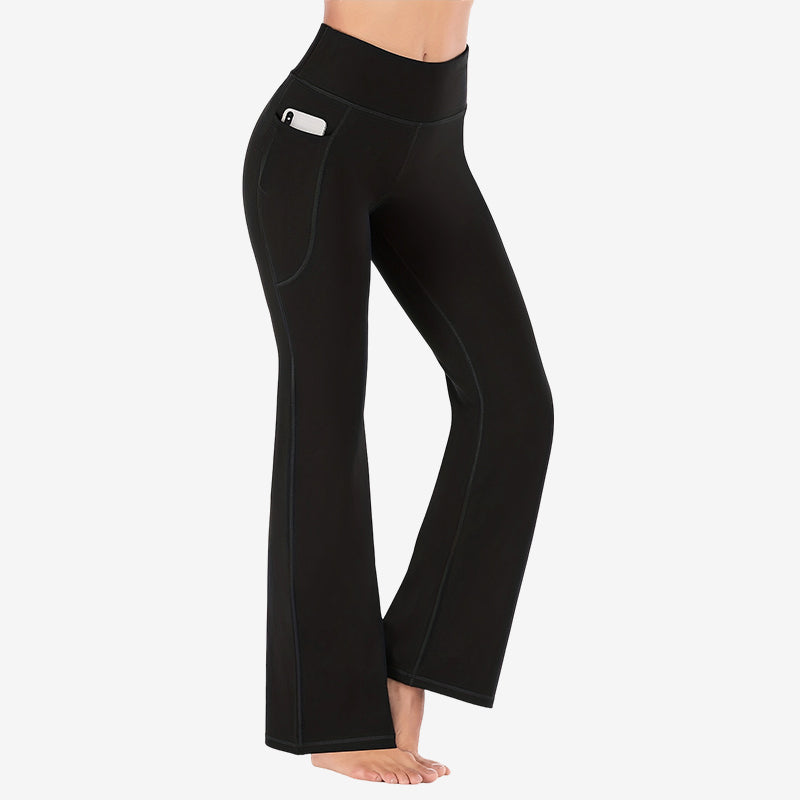 Legging de yoga taille haute, effet galbant, rehaussant les fesses, gainant le ventre, avec poche, coupe bootcut