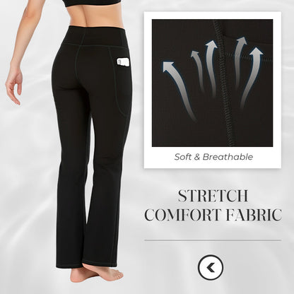 Legging de yoga taille haute, effet galbant, rehaussant les fesses, gainant le ventre, avec poche, coupe bootcut