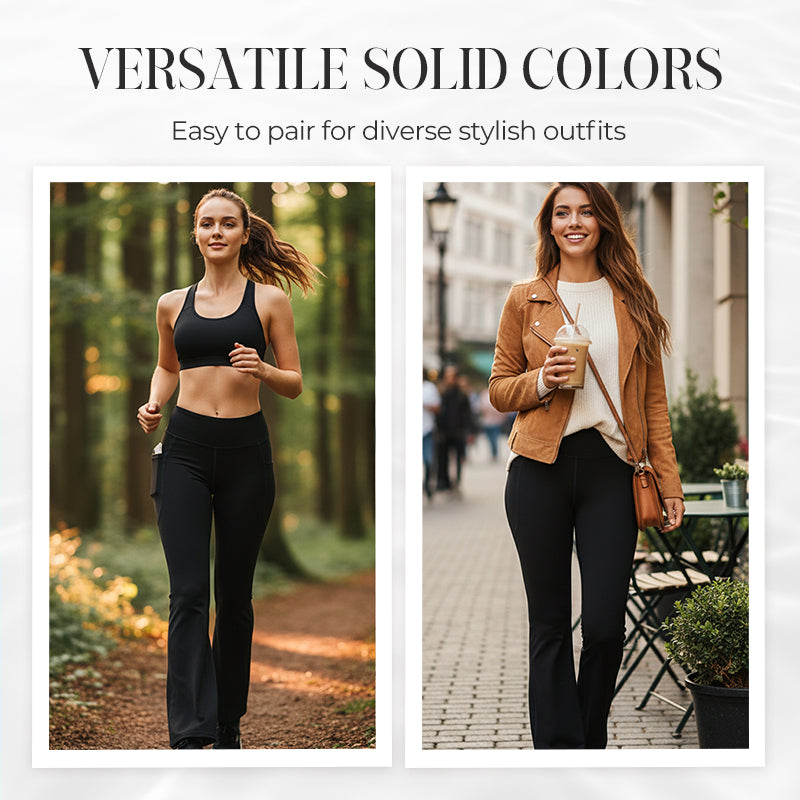 Legging de yoga taille haute, effet galbant, rehaussant les fesses, gainant le ventre, avec poche, coupe bootcut