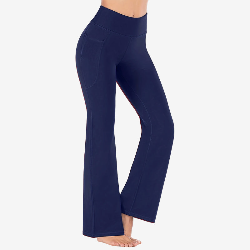 Legging de yoga taille haute, effet galbant, rehaussant les fesses, gainant le ventre, avec poche, coupe bootcut