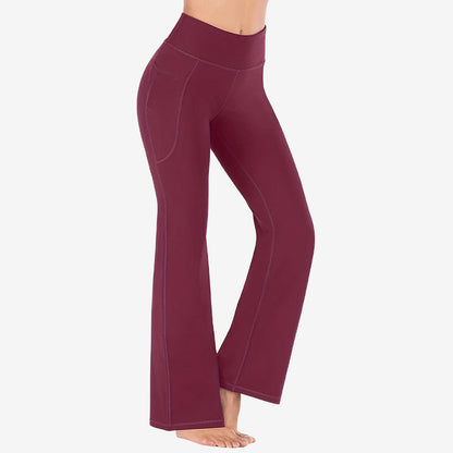 Legging de yoga taille haute, effet galbant, rehaussant les fesses, gainant le ventre, avec poche, coupe bootcut