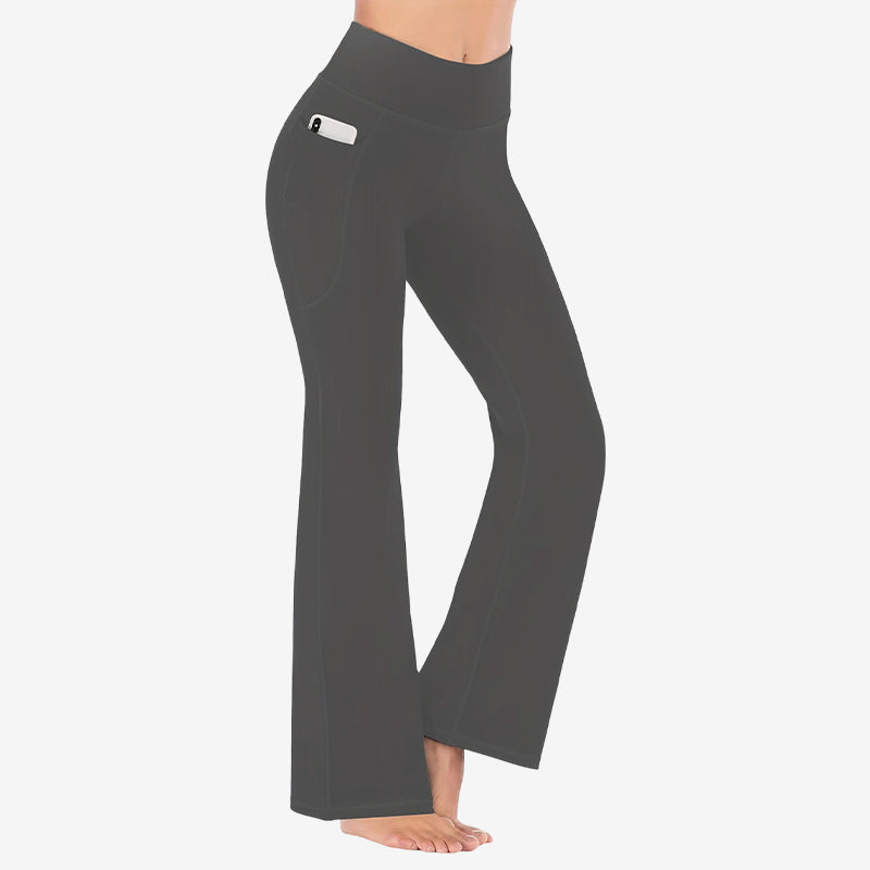 Legging de yoga taille haute, effet galbant, rehaussant les fesses, gainant le ventre, avec poche, coupe bootcut