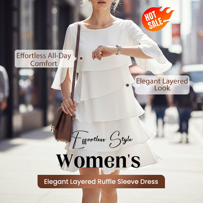 Robe élégante à superpositions et manches volantées pour femmes