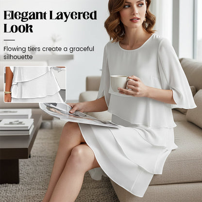 Robe élégante à superpositions et manches volantées pour femmes