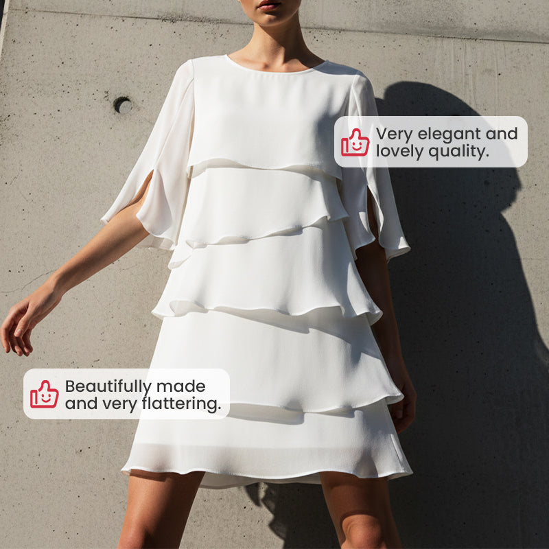 Robe élégante à superpositions et manches volantées pour femmes