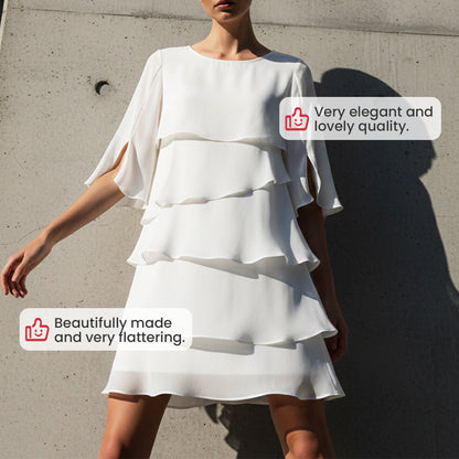Robe élégante à superpositions et manches volantées pour femmes