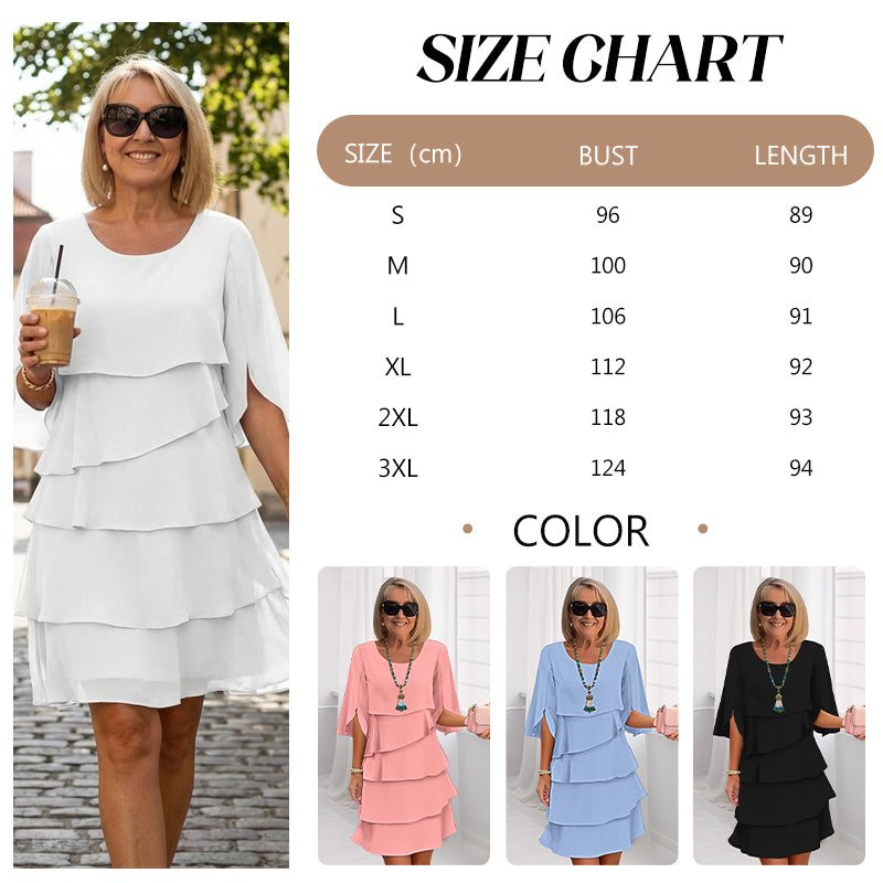Robe élégante à superpositions et manches volantées pour femmes
