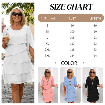 Robe élégante à superpositions et manches volantées pour femmes