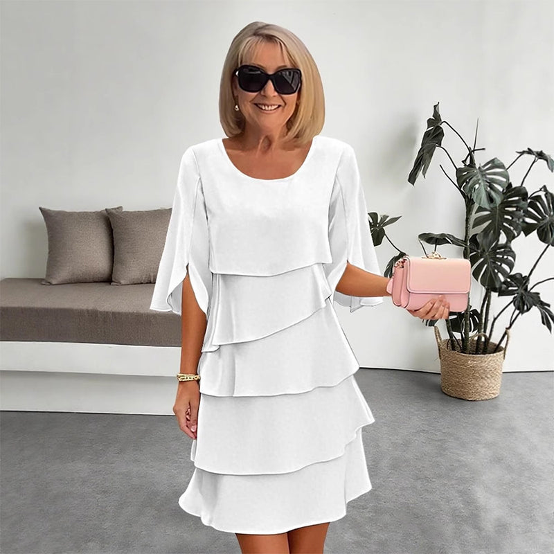 Robe élégante à superpositions et manches volantées pour femmes