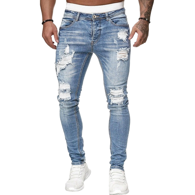 👖50 % DE RÉDUCTION !🔥Jean skinny délavé stylé pour homme – Coupe slim fuselée, coton respirant et détails déchirés tendance