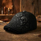 Casquette Plate pour Homme avec Motif Tête de Mort et Épines