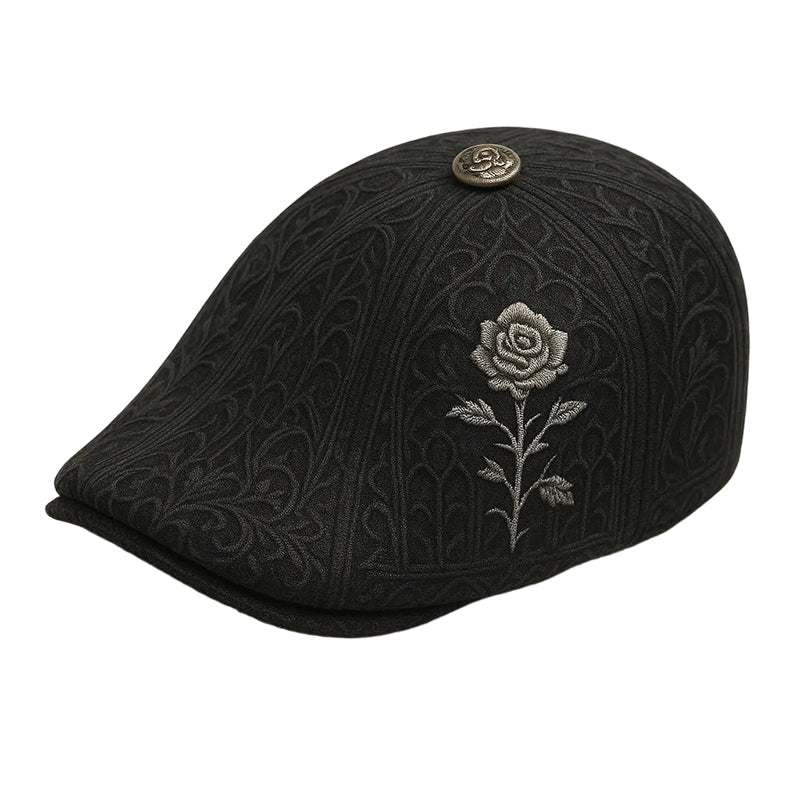 Casquette Plate pour Homme avec Motif Tête de Mort et Épines