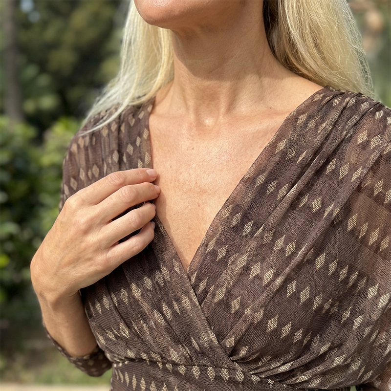 ⏳Spécial à durée limitée⏰Robe longue bohème à col en V et ruchés en maille👗