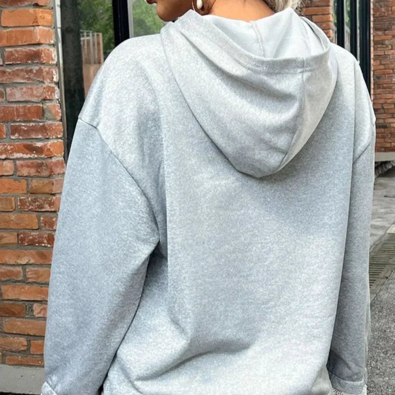 Sweat à capuche à manches longues pour femme avec bordure en dentelle