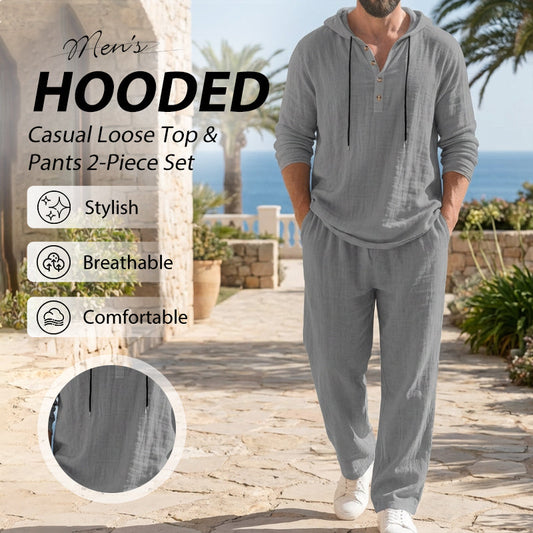 📣🎊Ensemble 2 pièces pour homme : haut à capuche ample et décontracté et pantalon