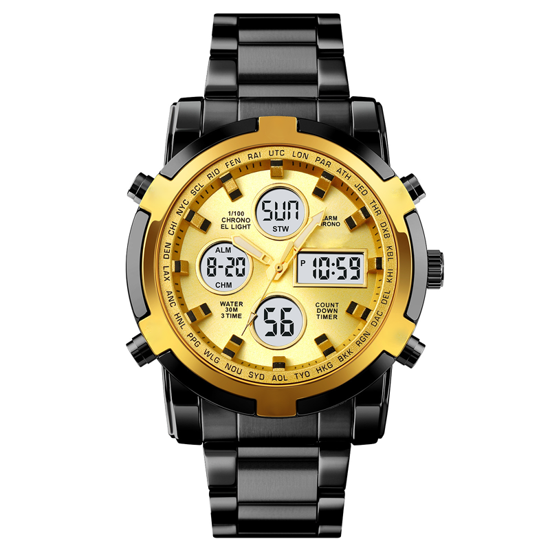 ⌚Montre Analogique-Numérique Militaire Étanche pour Hommes – 48mm, Multifonction & Bracelet en Acier Inoxydable ! 🕰️💪