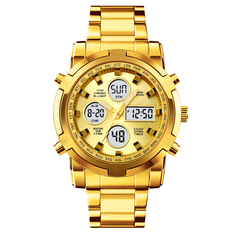 ⌚Montre Analogique-Numérique Militaire Étanche pour Hommes – 48mm, Multifonction & Bracelet en Acier Inoxydable ! 🕰️💪