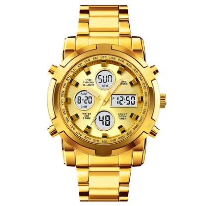 ⌚Montre Analogique-Numérique Militaire Étanche pour Hommes – 48mm, Multifonction & Bracelet en Acier Inoxydable ! 🕰️💪
