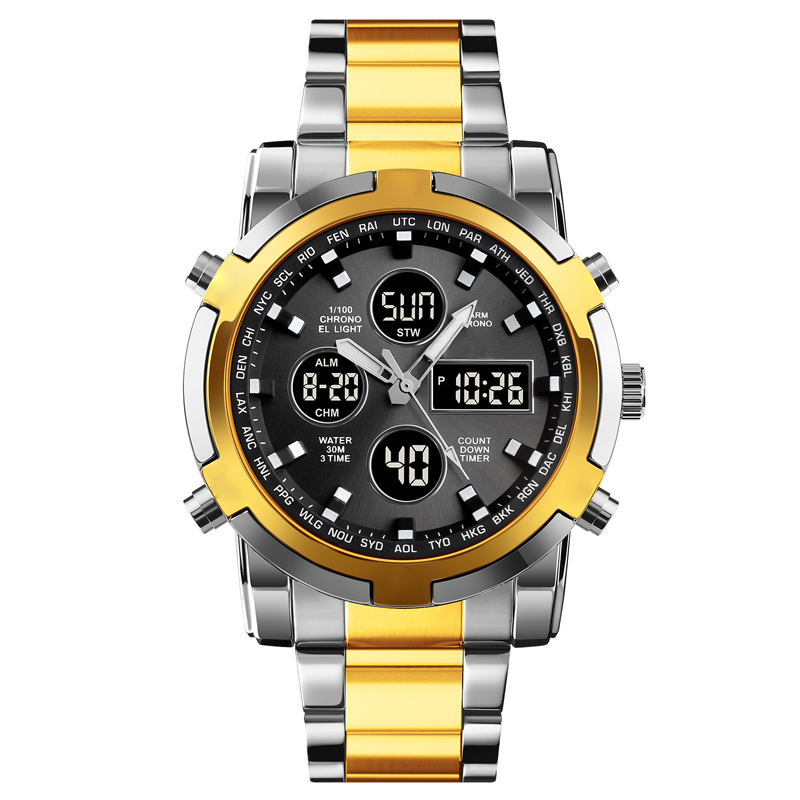 ⌚Montre Analogique-Numérique Militaire Étanche pour Hommes – 48mm, Multifonction & Bracelet en Acier Inoxydable ! 🕰️💪