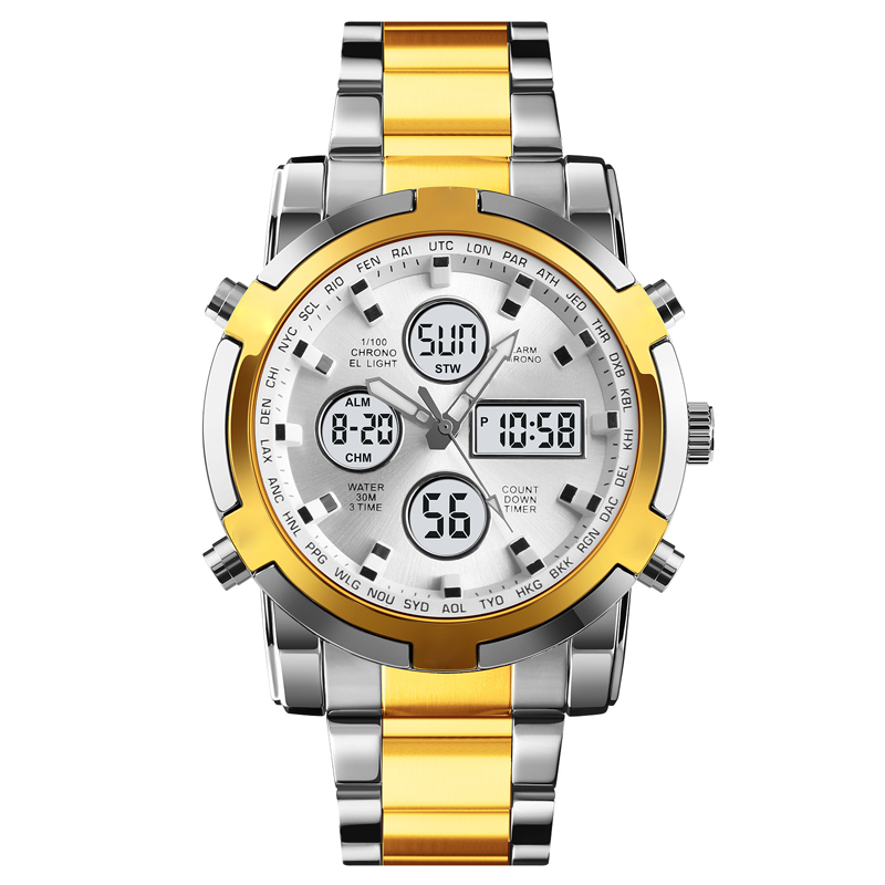 ⌚Montre Analogique-Numérique Militaire Étanche pour Hommes – 48mm, Multifonction & Bracelet en Acier Inoxydable ! 🕰️💪