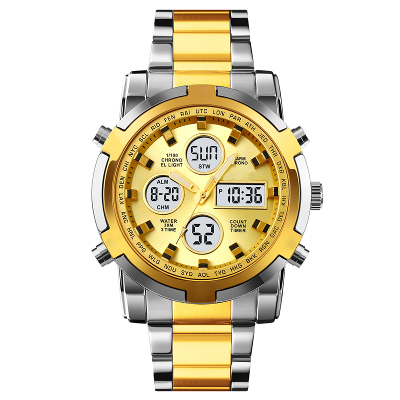 ⌚Montre Analogique-Numérique Militaire Étanche pour Hommes – 48mm, Multifonction & Bracelet en Acier Inoxydable ! 🕰️💪