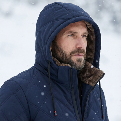 Veste d’hiver à capuche doublée en peluche pour homme