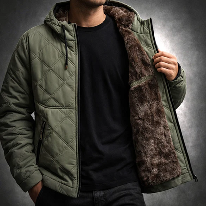 Veste d’hiver à capuche doublée en peluche pour homme