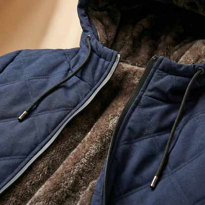 Veste d’hiver à capuche doublée en peluche pour homme
