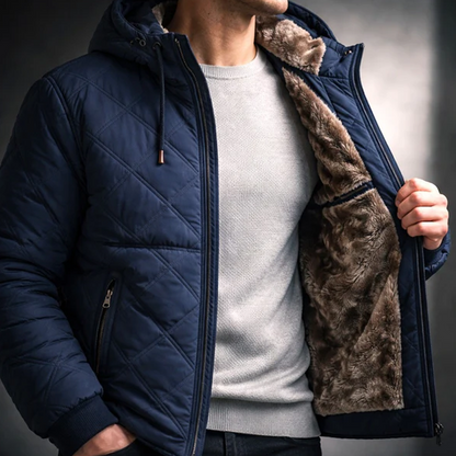 Veste d’hiver à capuche doublée en peluche pour homme