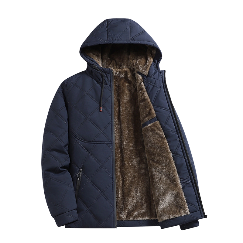 Veste d’hiver à capuche doublée en peluche pour homme