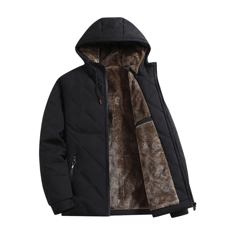 Veste d’hiver à capuche doublée en peluche pour homme