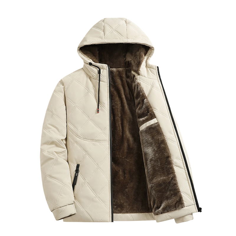 Veste d’hiver à capuche doublée en peluche pour homme