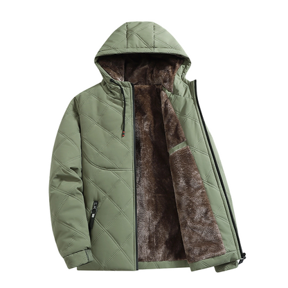 Veste d’hiver à capuche doublée en peluche pour homme