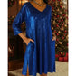 Robe à paillettes scintillantes à col en V pour femme