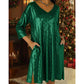 Robe à paillettes scintillantes à col en V pour femme
