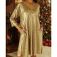 Robe à paillettes scintillantes à col en V pour femme