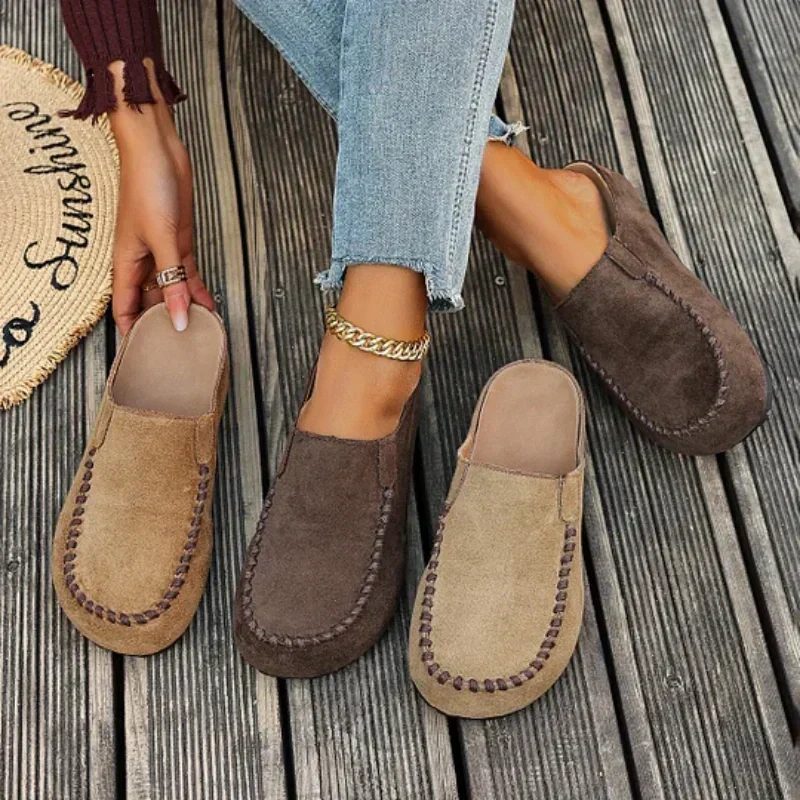 👡 50% DE RÉDUCTION! Pantoufles Mules Femme à Bout Large Fermé – Semelle Moelleuse, Antidérapantes & Parfaites Pour Un Confort Douillet À La Maison 🏠
