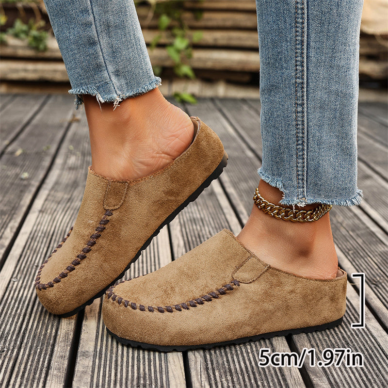 👡 50% DE RÉDUCTION! Pantoufles Mules Femme à Bout Large Fermé – Semelle Moelleuse, Antidérapantes & Parfaites Pour Un Confort Douillet À La Maison 🏠