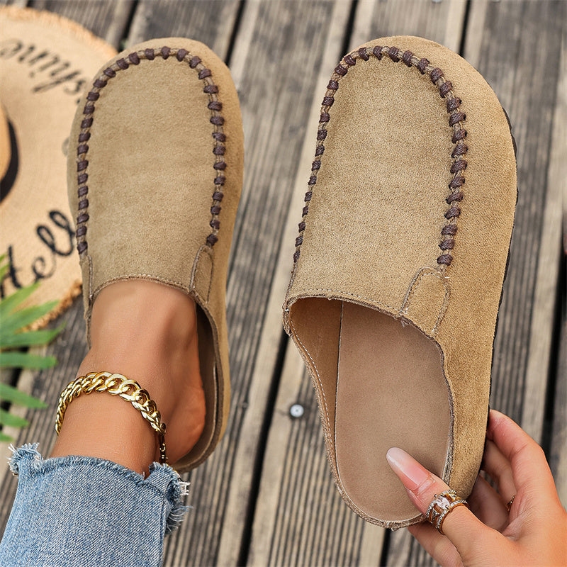 👡 50% DE RÉDUCTION! Pantoufles Mules Femme à Bout Large Fermé – Semelle Moelleuse, Antidérapantes & Parfaites Pour Un Confort Douillet À La Maison 🏠