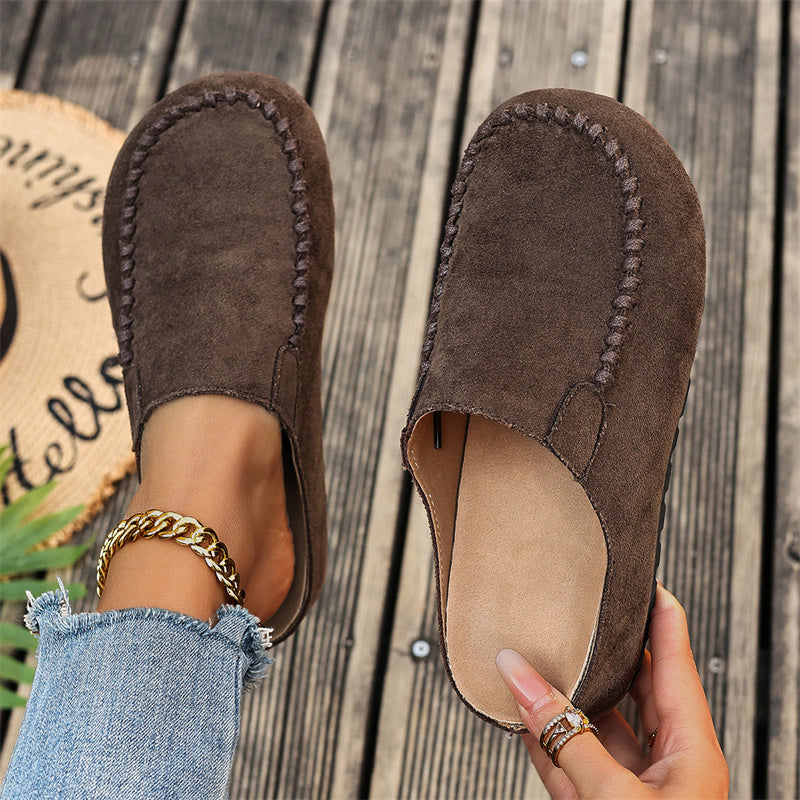 👡 50% DE RÉDUCTION! Pantoufles Mules Femme à Bout Large Fermé – Semelle Moelleuse, Antidérapantes & Parfaites Pour Un Confort Douillet À La Maison 🏠
