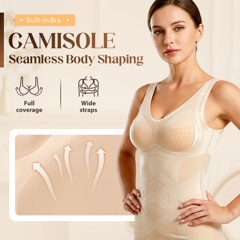 💃 50% DE RÉDUCTION ! ✨ Camisole Gainante Seamless avec Soutien-gorge Intégré – Tissage 3D, Maintien Confortable & Invisible sous les Vêtements 💗