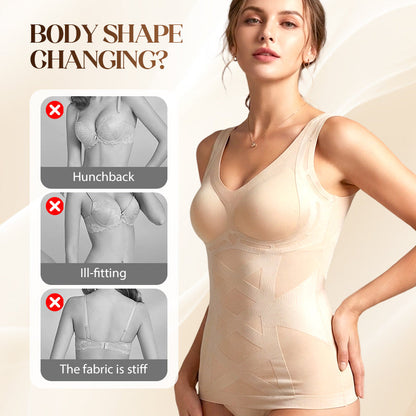 💃 50% DE RÉDUCTION ! ✨ Camisole Gainante Seamless avec Soutien-gorge Intégré – Tissage 3D, Maintien Confortable & Invisible sous les Vêtements 💗